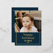 Eenvoudige scriptnaam Minimale foto Folie Feestdagen Briefkaart (Voorkant / Achterkant)