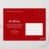 Eenvoudige scriptnaam Minimale kerstfoto Folie Feestdagen Briefkaart (Achterkant)