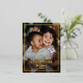 Eenvoudige scriptnaam Minimale kerstfoto Folie Feestdagen Briefkaart (Staand Voorkant)