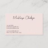 Eenvoudige Scriptnaam Modern Blush Roze Visitekaartje (Achterkant)