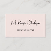 Eenvoudige Scriptnaam Modern Blush Roze Visitekaartje (Voorkant)