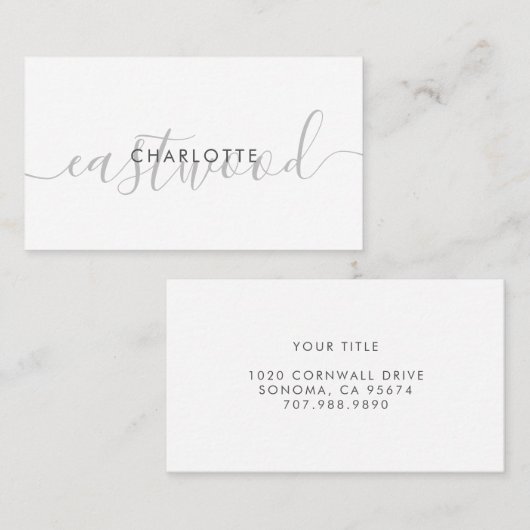 Eenvoudige scriptnaam Monogram Calling Card Visitekaartje (Voorkant / Achterkant)