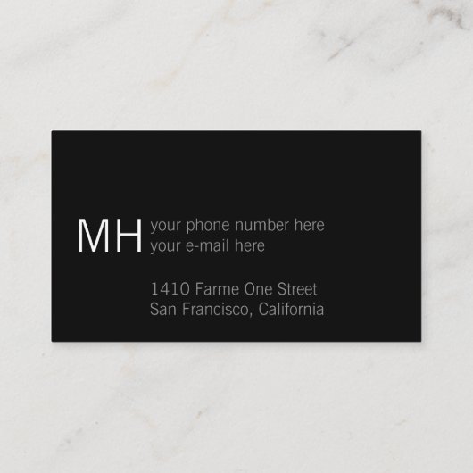 Eenvoudige scriptnaam professioneel zwart visitekaartje (Achterkant)