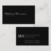 Eenvoudige scriptnaam professioneel zwart visitekaartje (Voorkant / Achterkant)