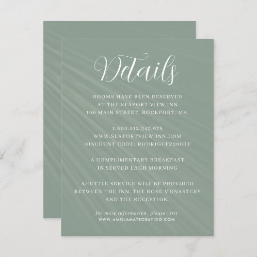 Eenvoudige scriptpagina Groene bruiloft - Gegevens Informatiekaartje (Voorkant / Achterkant)