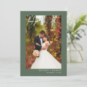 Eenvoudige scriptpagina Groene moderne foto Hartel Bedankkaart (Staand voorkant)