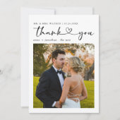 Eenvoudige scripttekst en foto bruiloft Dank u Bedankkaart (Voorkant)