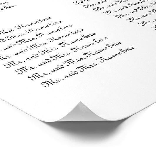 Eenvoudige scripttrouwtafel elegant poster (Hoek)