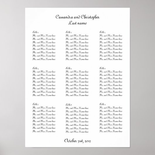 Eenvoudige scripttrouwtafel elegant poster (Voorkant)