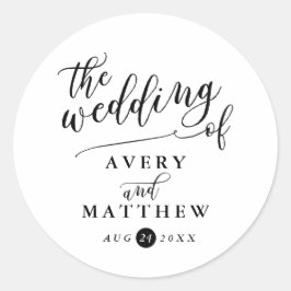 Eenvoudige scripttypografie | Bruiloft Ronde Sticker