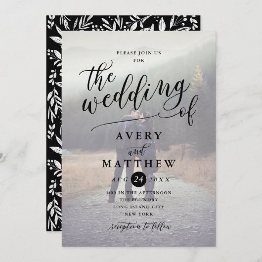 Eenvoudige scripttypografie | Foto Bruiloft Kaart (Voorkant / Achterkant)