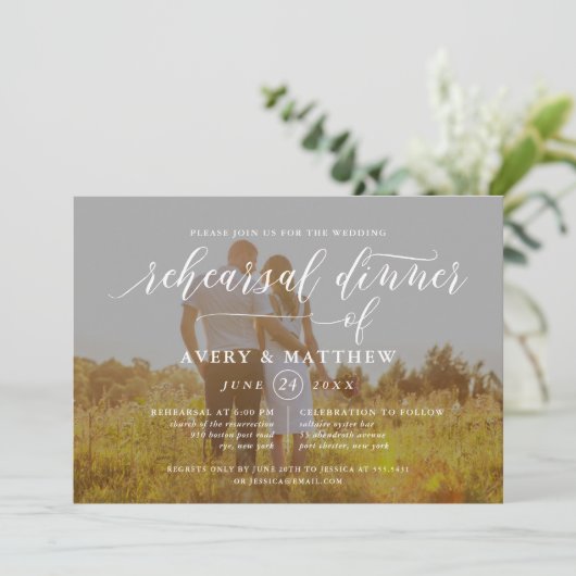 Eenvoudige scripttypografie | Fotorepesitief diner Kaart (Staand voorkant)