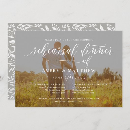 Eenvoudige scripttypografie | Fotorepesitief diner Kaart (Voorkant / Achterkant)