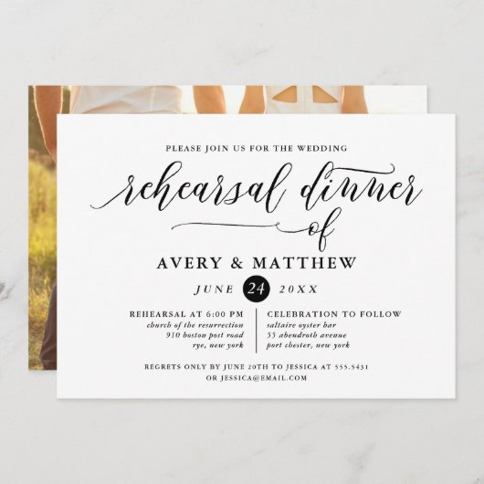 Eenvoudige scripttypografie | Fotorepesitief diner Kaart (Voorkant / Achterkant)