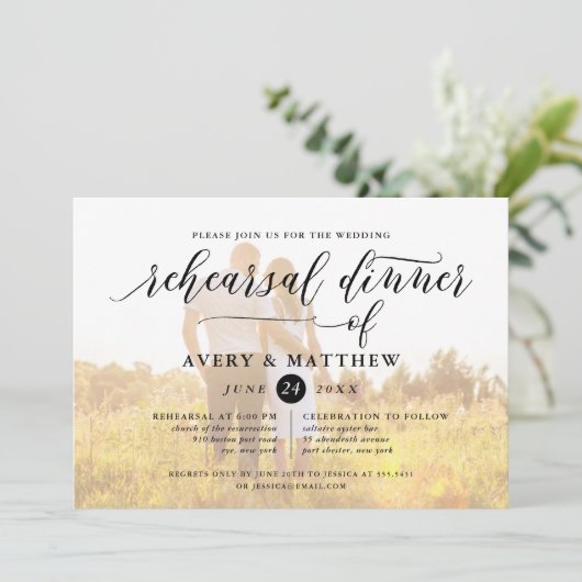 Eenvoudige scripttypografie | Fotorepesitief diner Kaart (Staand voorkant)