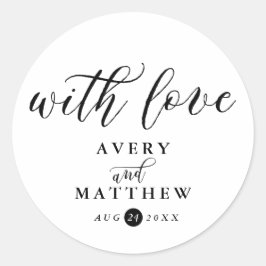 Eenvoudige scripttypografie | Met liefde bruiloft Ronde Sticker