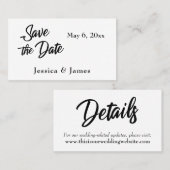 Eenvoudige scripttypografie Sla de Kaart Datum op Visitekaartje (Voorkant / Achterkant)