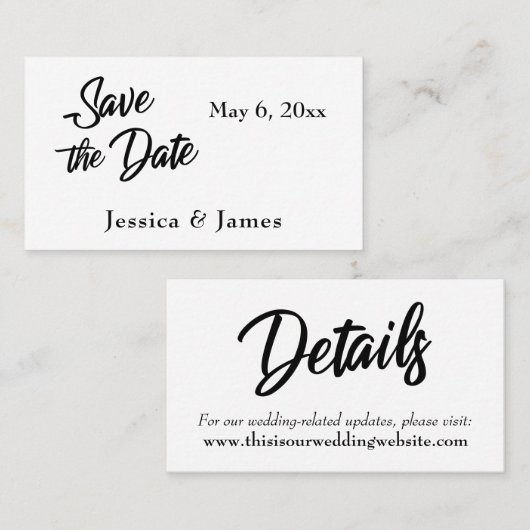Eenvoudige scripttypografie Sla de Kaart Datum op Visitekaartje (Voorkant / Achterkant)