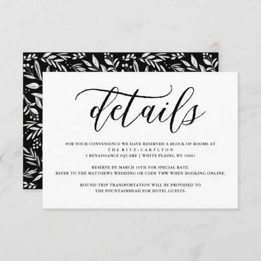 Eenvoudige scripttypografie | Trouwgegevens Informatiekaartje (Voorkant / Achterkant)