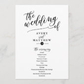 Eenvoudige scripttypografie | Weddenschappen Programmakaart (Voorkant)