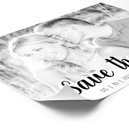 Eenvoudige scriptuitknop B&W | De datumfoto opslaa Foto Afdruk (Hoek)