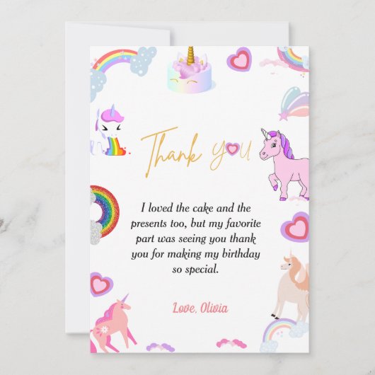 Eenvoudige scriptunicorn-verjaardagskaart kaart (Voorkant)