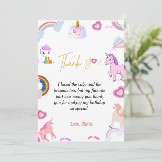 Eenvoudige scriptunicorn-verjaardagskaart kaart (Staand voorkant)