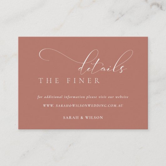 Eenvoudige scriptverbinding voor bruiloft Website Informatiekaartje (Voorkant)