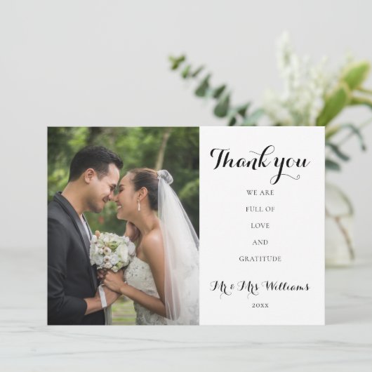 Eenvoudige scriptweduwfoto bedankkaart (Staand voorkant)