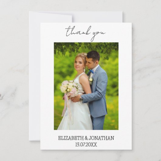 Eenvoudige scriptweduwfoto bedankkaart (Voorkant)