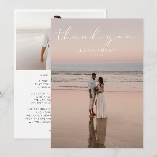 Eenvoudige scriptweduwfoto Hartelijk dank Bedankkaart (Voorkant / Achterkant)