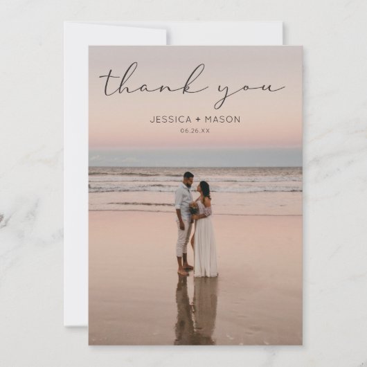 Eenvoudige scriptweduwfoto Hartelijk dank Bedankkaart (Voorkant)