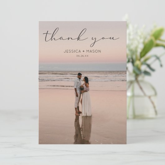 Eenvoudige scriptweduwfoto Hartelijk dank Bedankkaart (Staand voorkant)