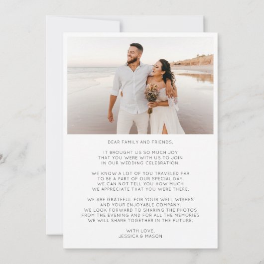 Eenvoudige scriptweduwfoto Hartelijk dank Bedankkaart (Achterkant)