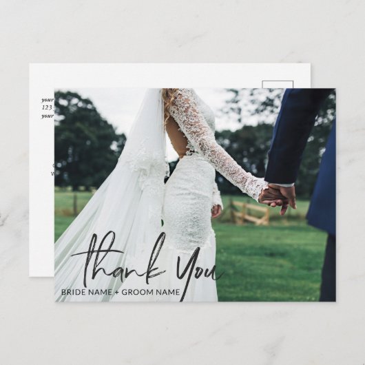 Eenvoudige scriptweduwfoto Hartelijk dank Briefkaart (Voorkant / Achterkant)