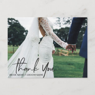 Eenvoudige scriptweduwfoto Hartelijk dank Briefkaart