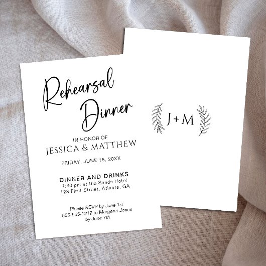 Eenvoudige Scripty zwart-wit repetitie diner Kaart