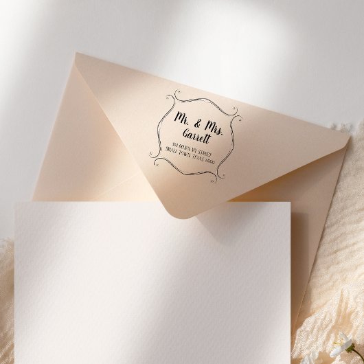 Eenvoudige Scroll Familienaam Retouradres Rubberstempel