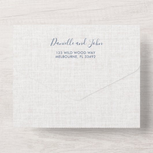 Eenvoudige Seashell Beach foto bruiloft All In One Uitnodiging (Achterkant)