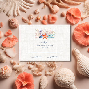 Eenvoudige Seashell Beach RSVP-kaart RSVP Kaartje