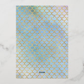 Eenvoudige Seashell en Waterverf Fishscale Folie Uitnodiging (Achterkant)