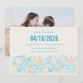 Eenvoudige Seashell Foto Strand Bruiloft Save the  Date (Voorkant / Achterkant)
