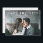Eenvoudige serie | Elegant Classic Text and Photo Save The Date<br><div class="desc">Deze eenvoudige en elegant sparen de datumkaarten kenmerkt uw volledige aftapfoto,  samen met klassieke witte serif tekst en een zachte grijze rug.</div>