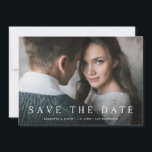 Eenvoudige serie | Elegant Classic Text and Photo Save The Date<br><div class="desc">Deze eenvoudige en elegant sparen de datumkaarten kenmerkt uw volledige aftapfoto,  samen met klassieke witte serif tekst op de bodem,  en zachte grijze rug.</div>