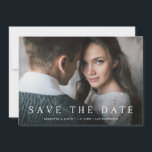 Eenvoudige serie | Elegant Classic Text and Photo Save The Date<br><div class="desc">Deze eenvoudige en elegant sparen de datumkaarten kenmerkt uw volledige aftapfoto,  samen met klassieke witte serif tekst op de bodem,  en zachte grijze rug.</div>