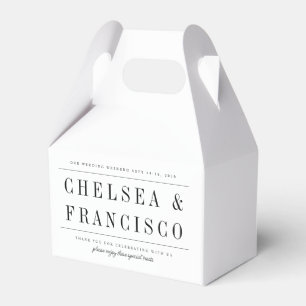 Eenvoudige serif moderne typografie bruiloft bedankdoosjes