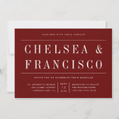 Eenvoudige serif moderne Typografie Burgundy Weddi Kaart (Voorkant)