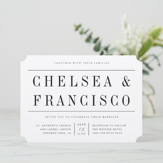 Eenvoudige serif moderne typografie-weddenschap kaart (Staand voorkant)