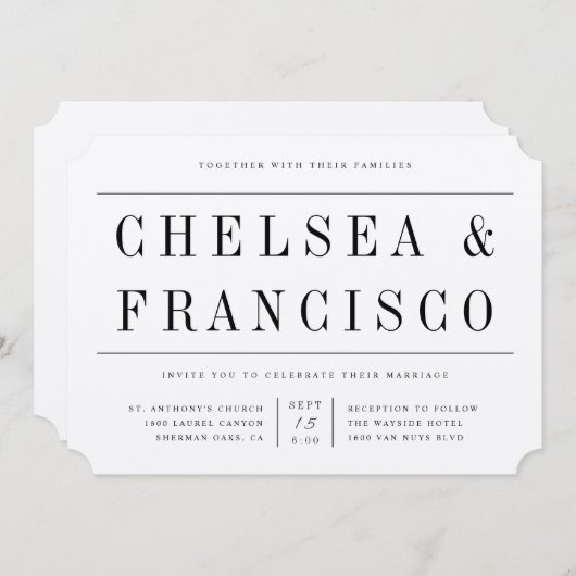 Eenvoudige serif moderne typografie-weddenschap kaart (Voorkant / Achterkant)