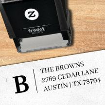 Eenvoudige Serif Monogram Adres Stempel
